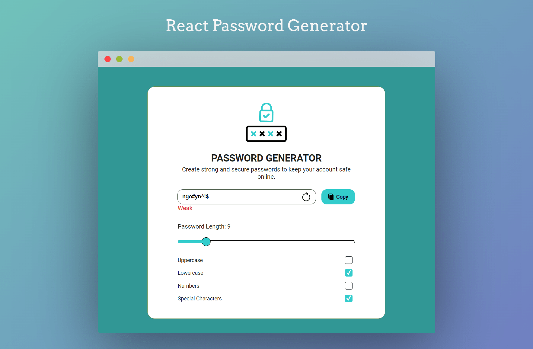 reactjs password generator