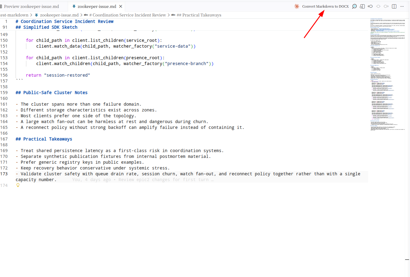 How to use marktodocx in VS Code