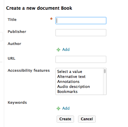 Nuxeo Book Form screenshot