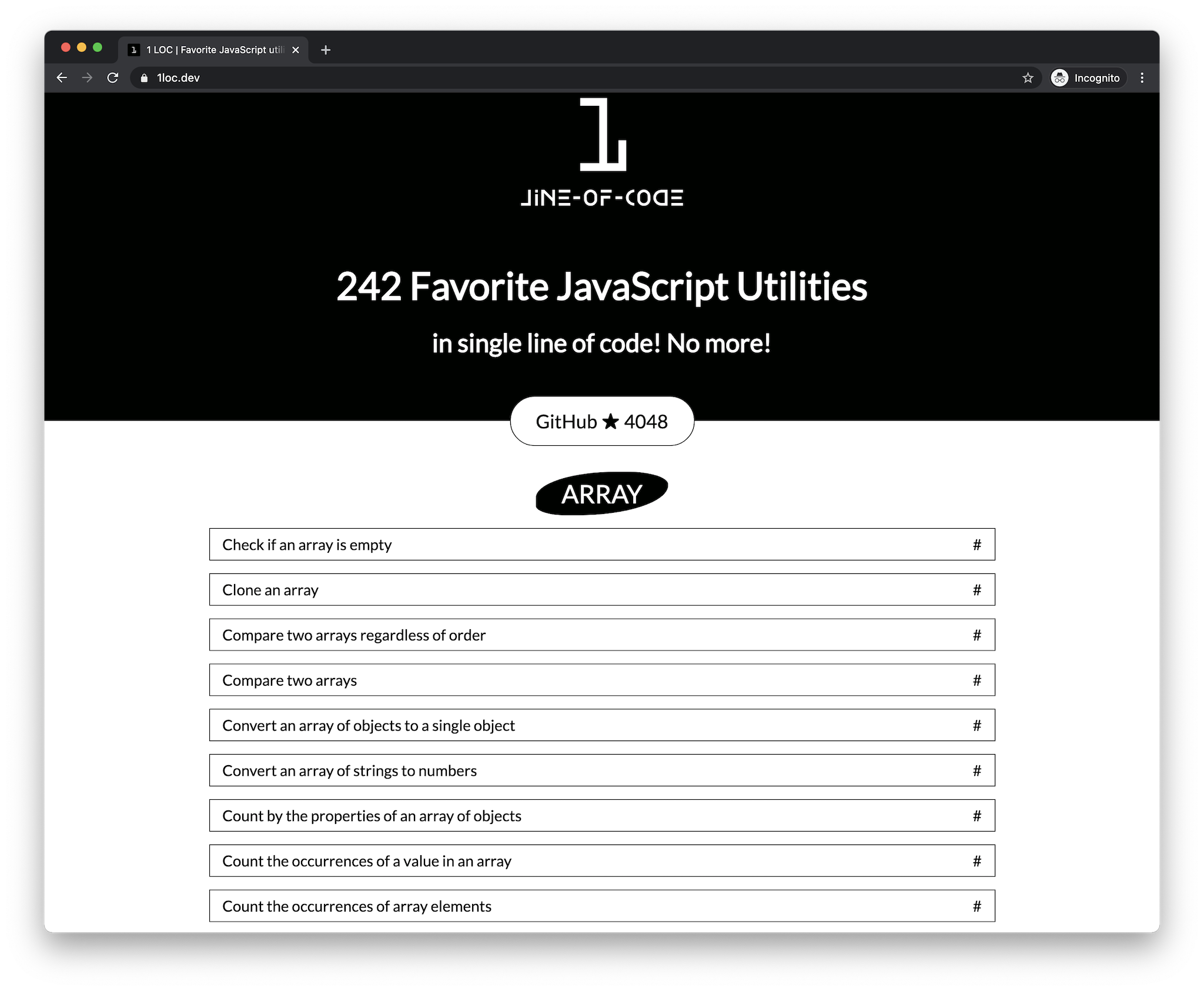 JavaScript single LOC