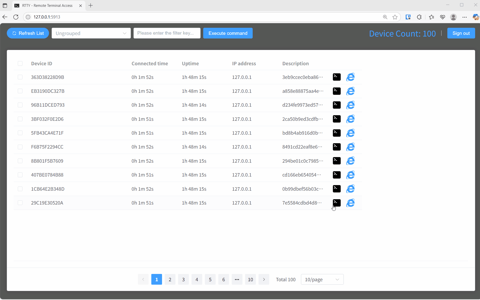 Remote terminal in the browser