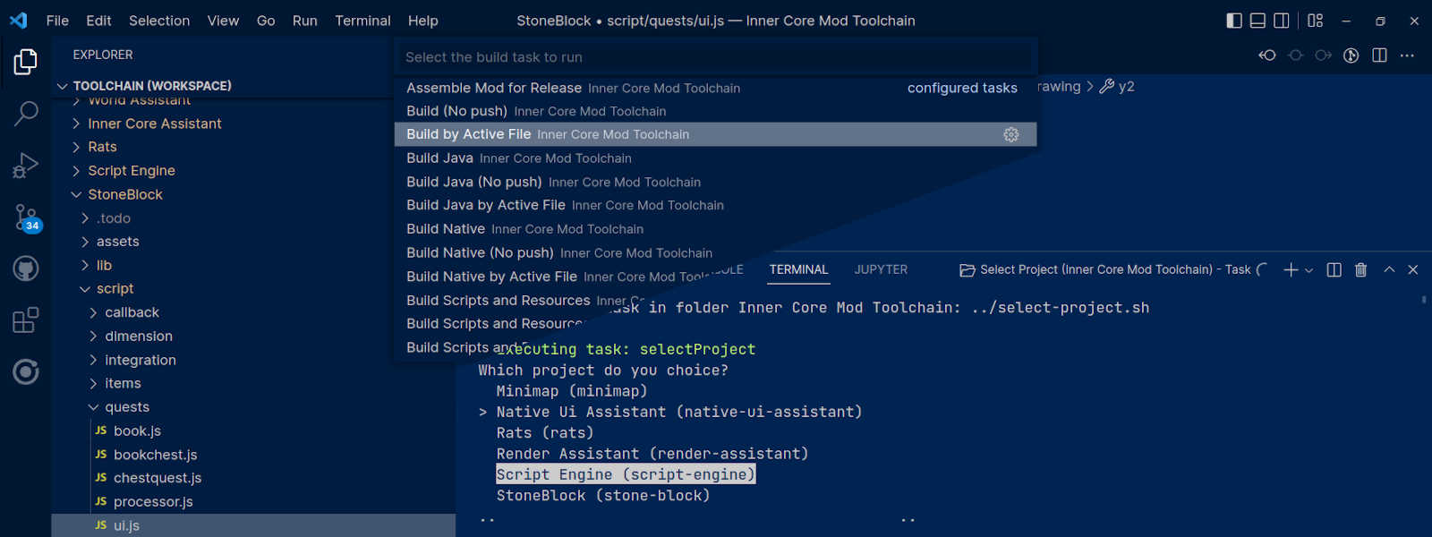 Project selection with Visual Studio Code