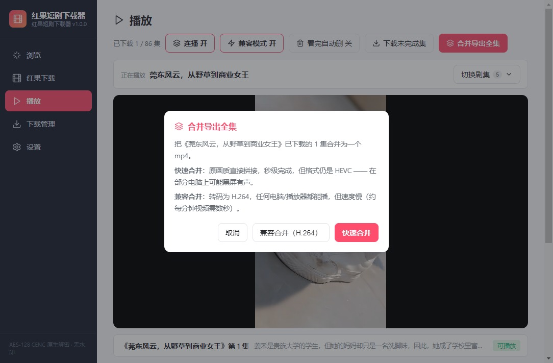 合并格式选择