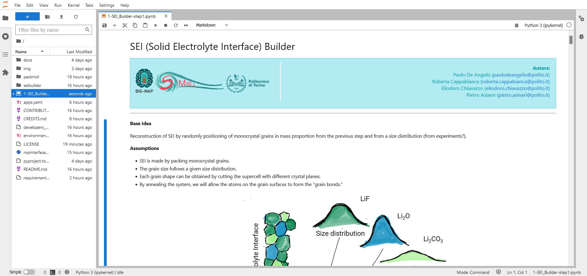 View of 1-SEI_Builder-step1.ipynb in JupyterLab