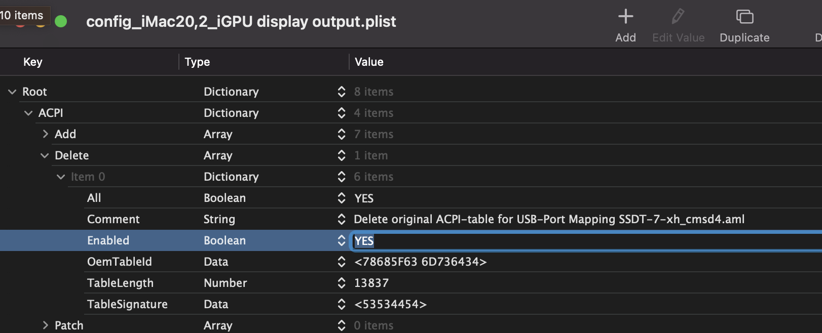 ACPI Delete of the original USB config