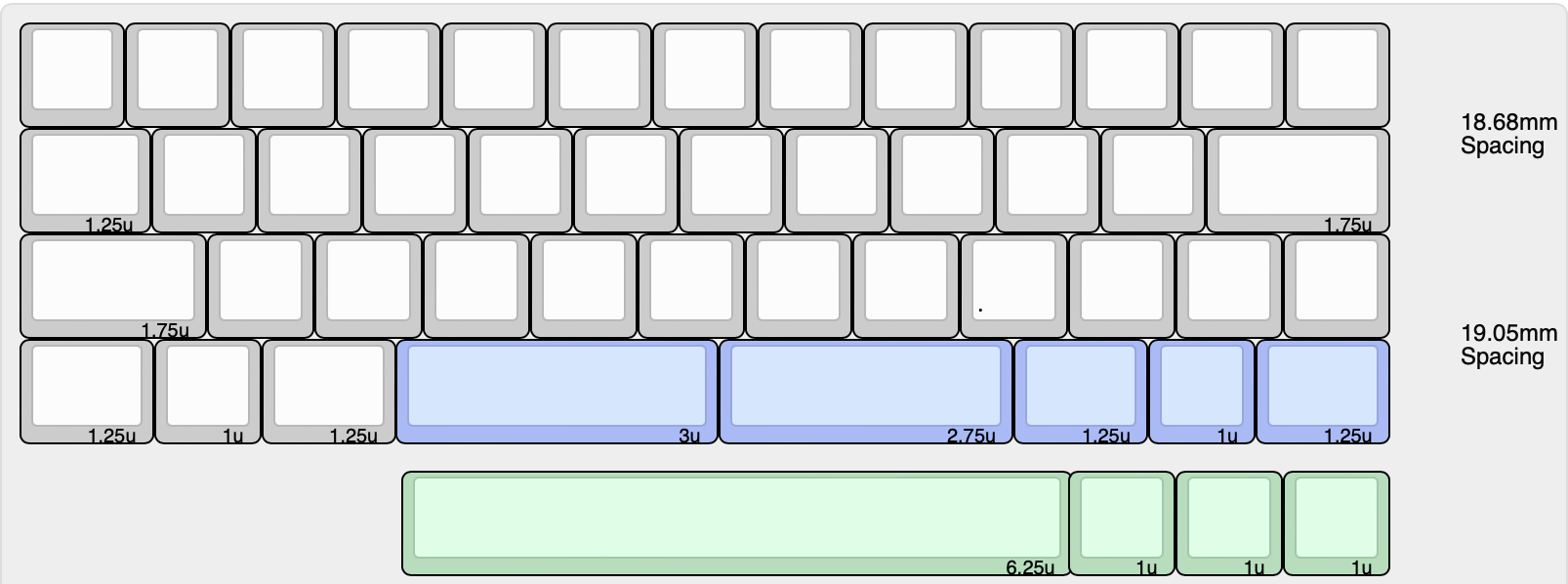 keyboard layout showing what appears to be a 13u layout but 12.75u bottom row