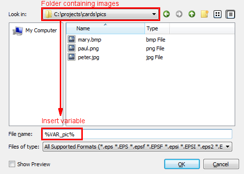 Illustration: Insert variable instead of image