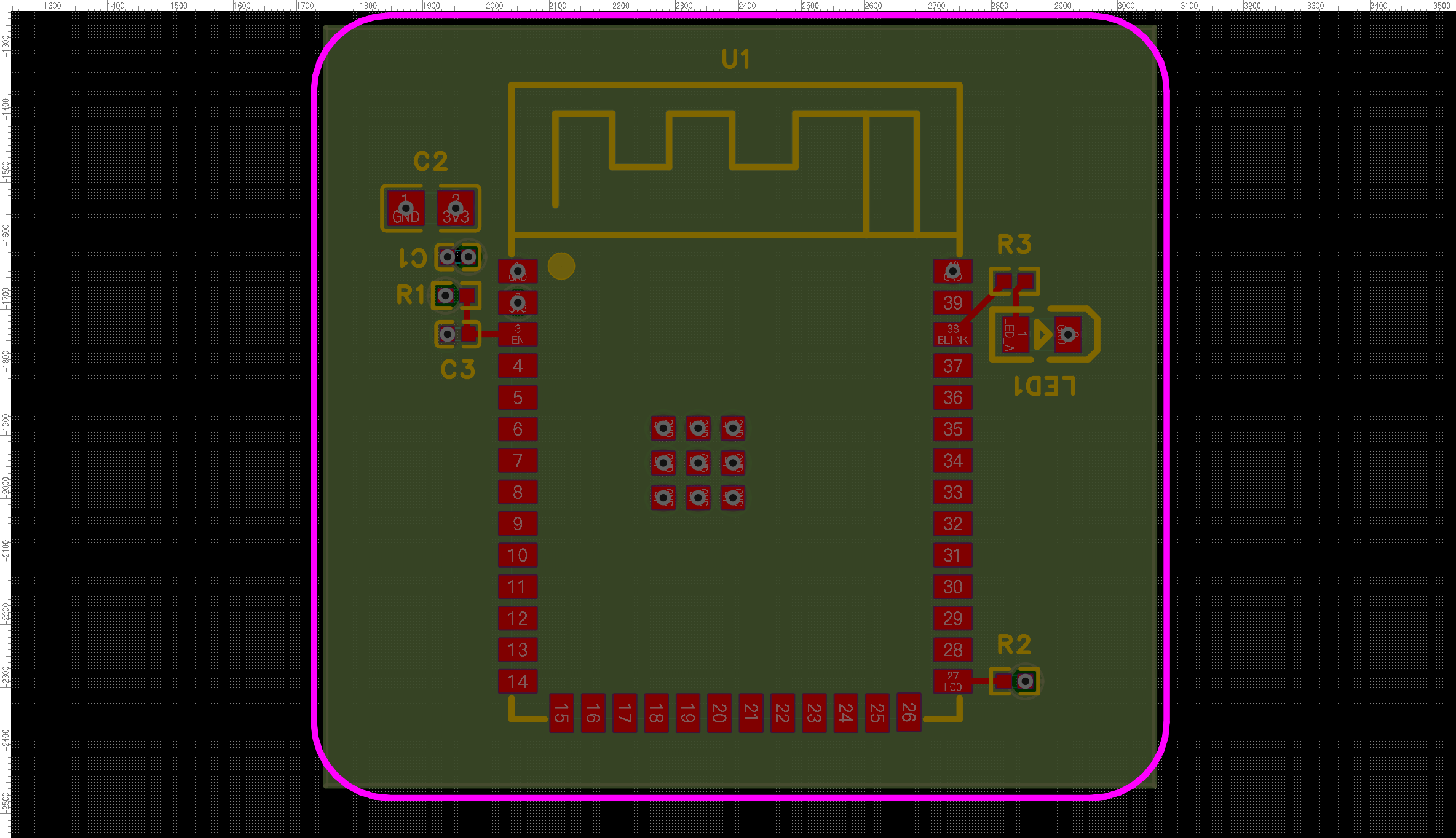 ESP32-S3 成品板:4层电源平面 + 圆角板框 + 位号对齐