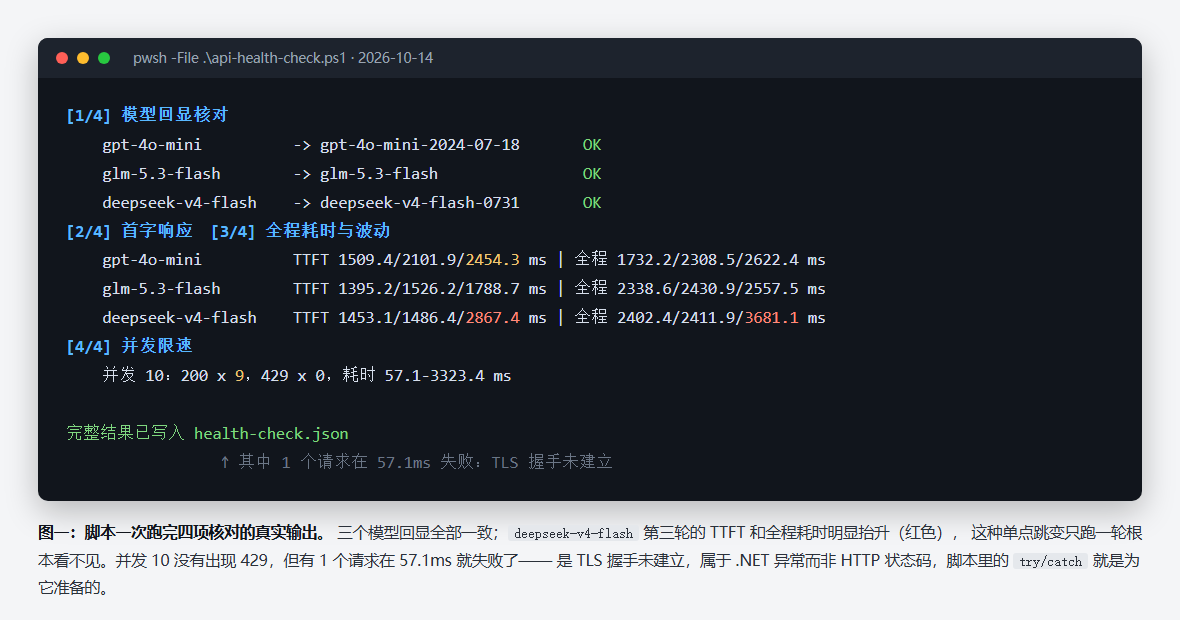 四項檢查的實際執行輸出