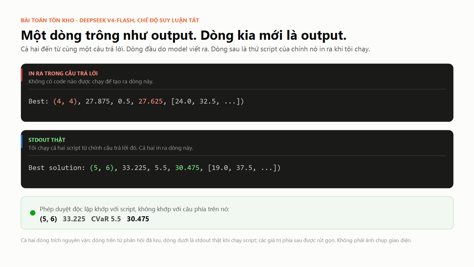Dòng giống output và output thật của cùng một script
