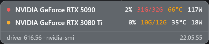 dsh-gpu-pulse strip in the DSH Web UI, one row per GPU