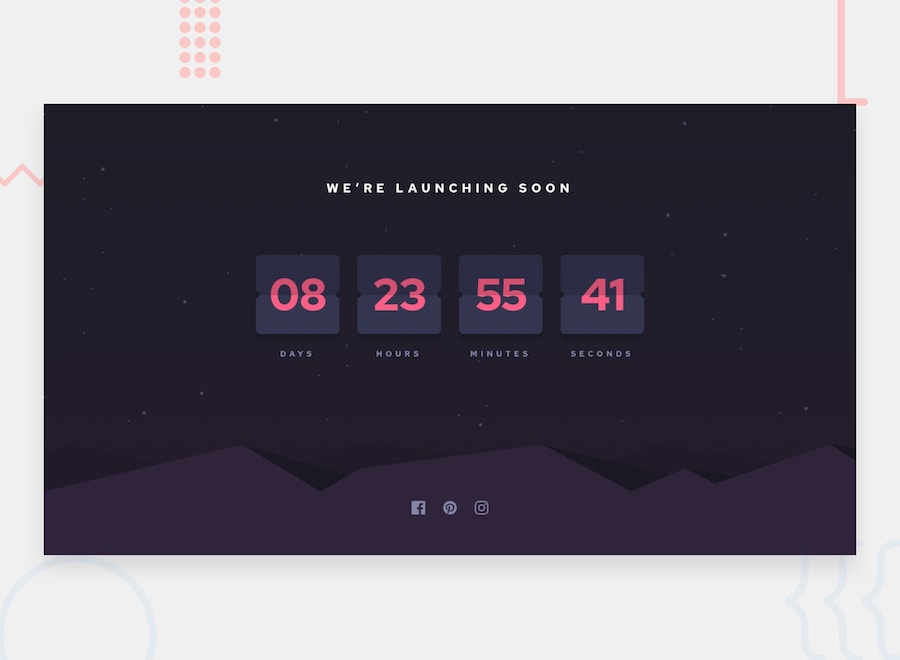 Design preview for the Launch countdown timer coding challenge