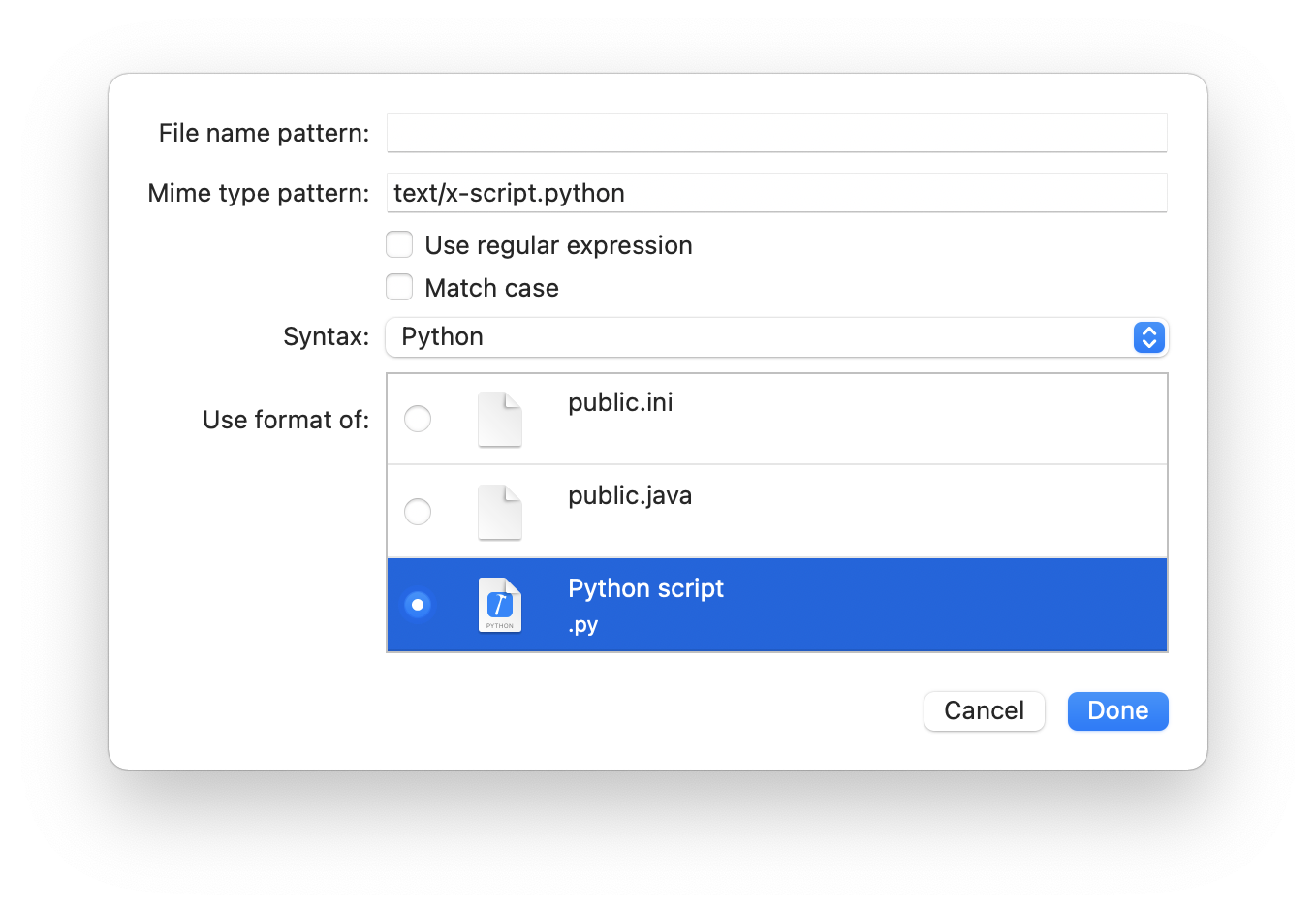 Unknown file settings editor