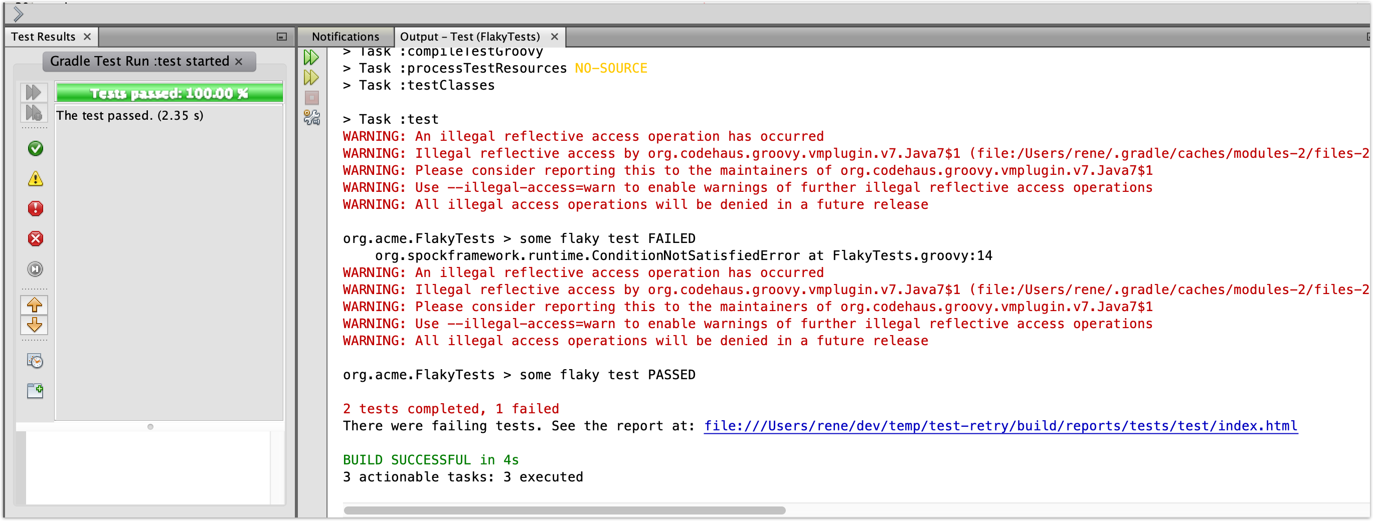 Netbeans test reporting