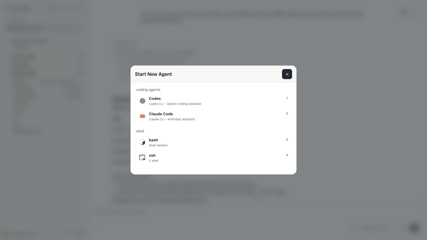 Start agent picker