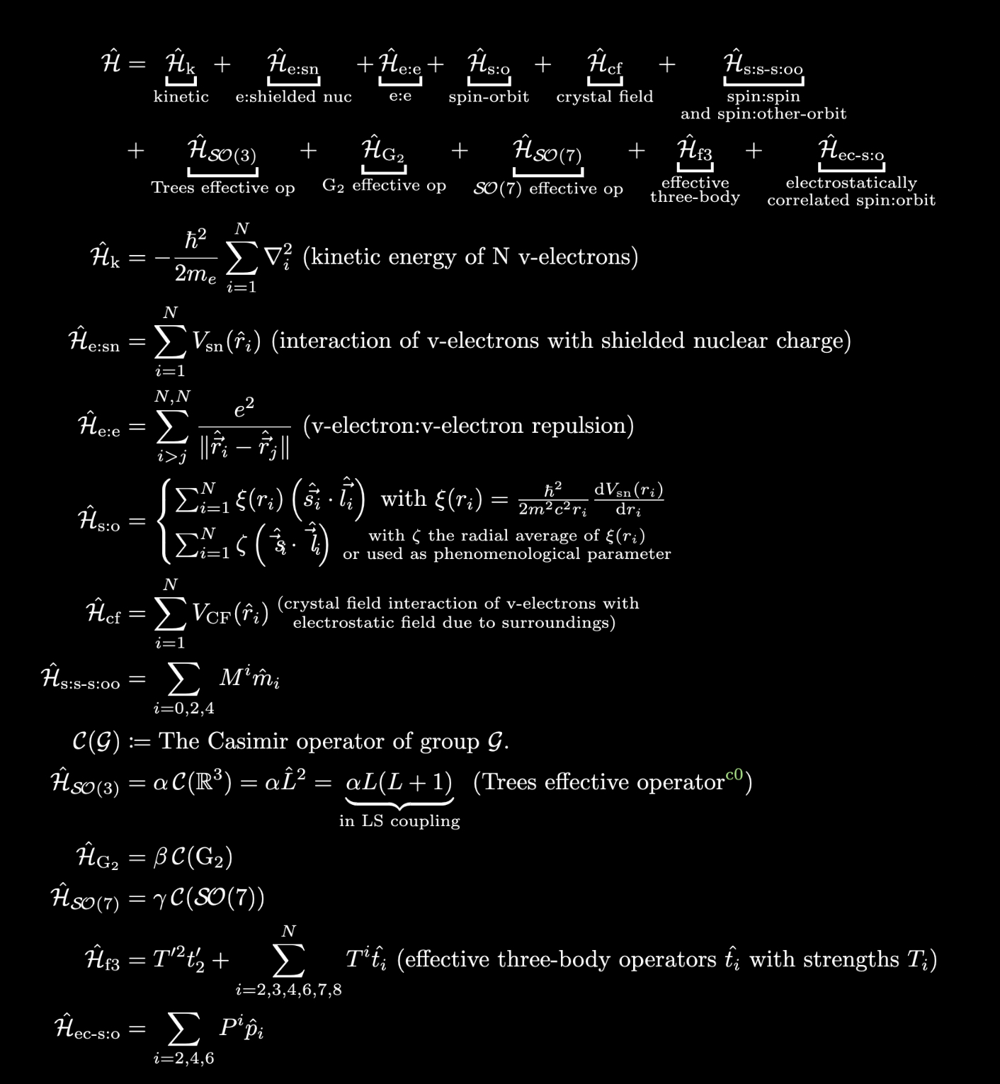 Single configuration effective Hamiltonian.