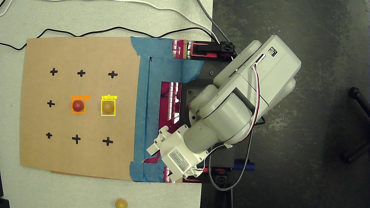 Vision-guided fruit sorting evaluation with a mechArm robotic arm.