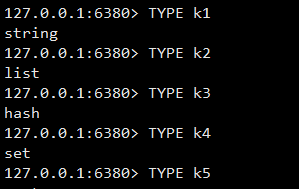 图 3 - TYPE 命令对不同类型的 key 的输出