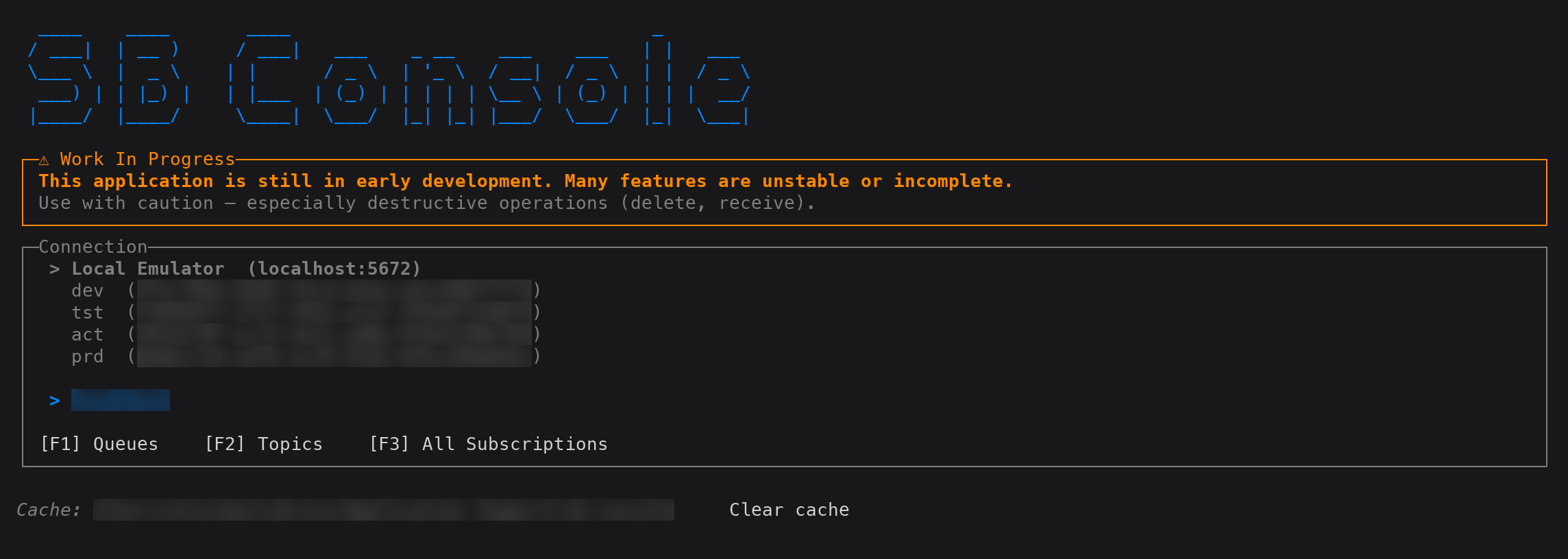 Connection screen