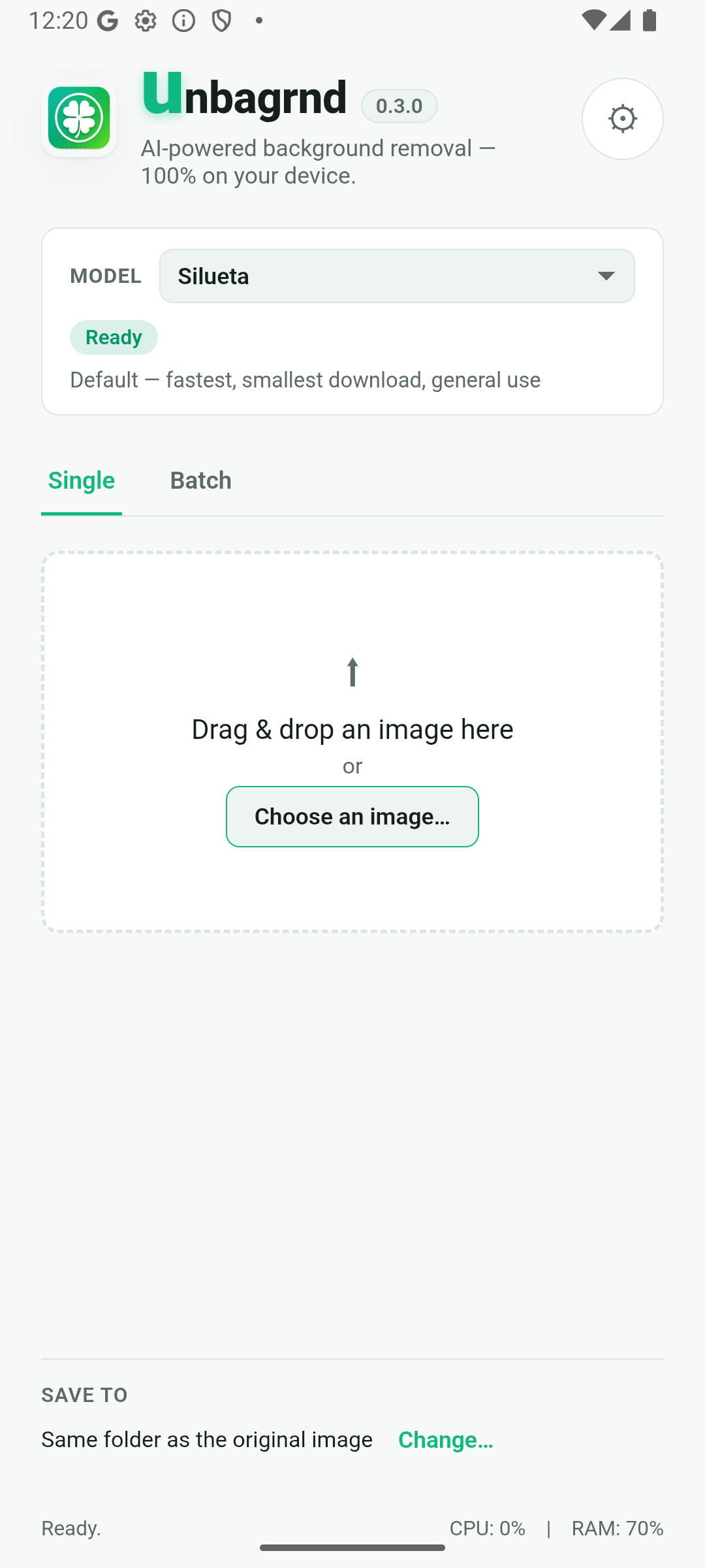 unbagrnd on Android