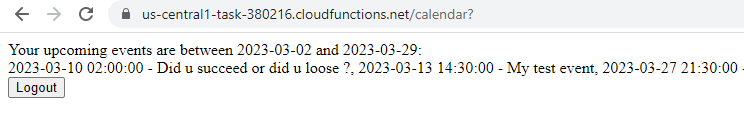 Calendar function