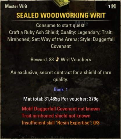 WritWorthy tooltips with orange skill warnings