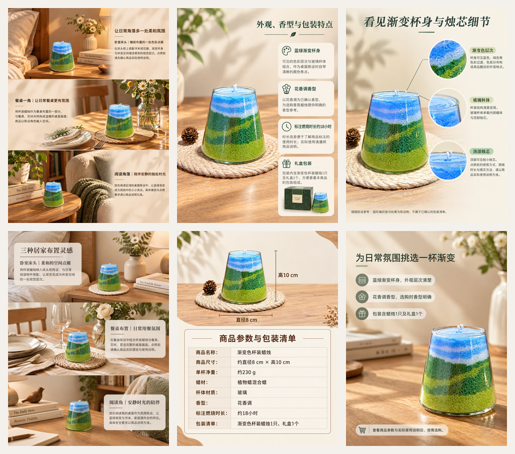 渐变蜡烛完整六屏详情概览