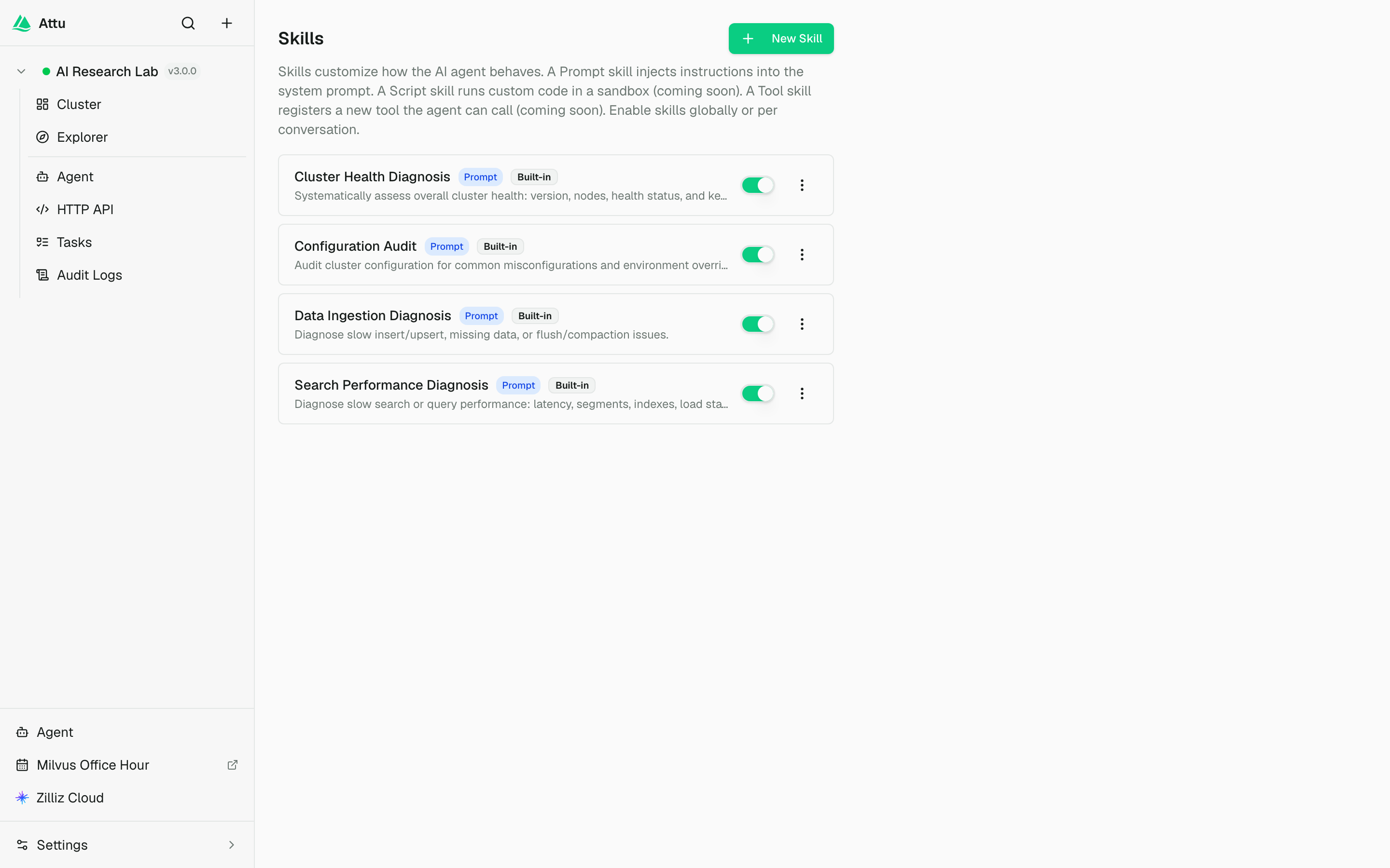 Built-in AI Agent skills