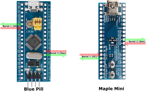 Blue Pill and Maple Mini pinout