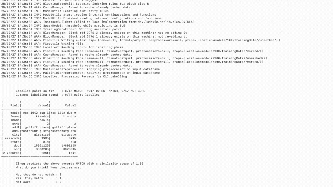 Shows records and asks user to mark yes, no, cant say on the cli.