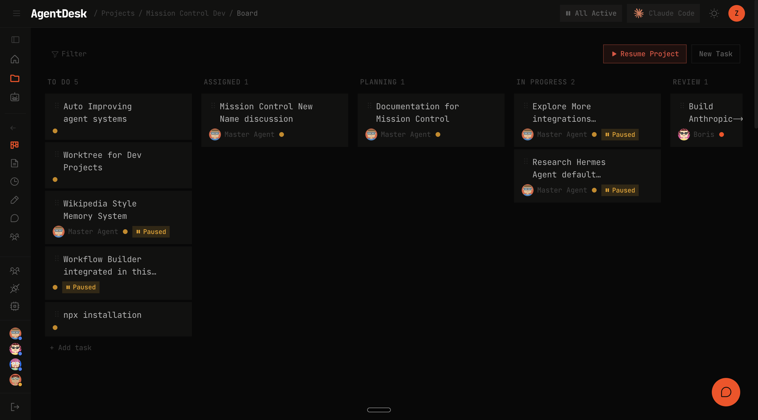 AgentDesk dashboard