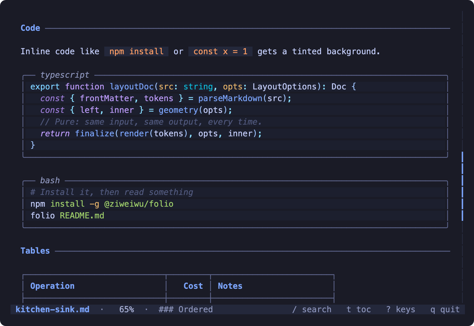 syntax highlighting
