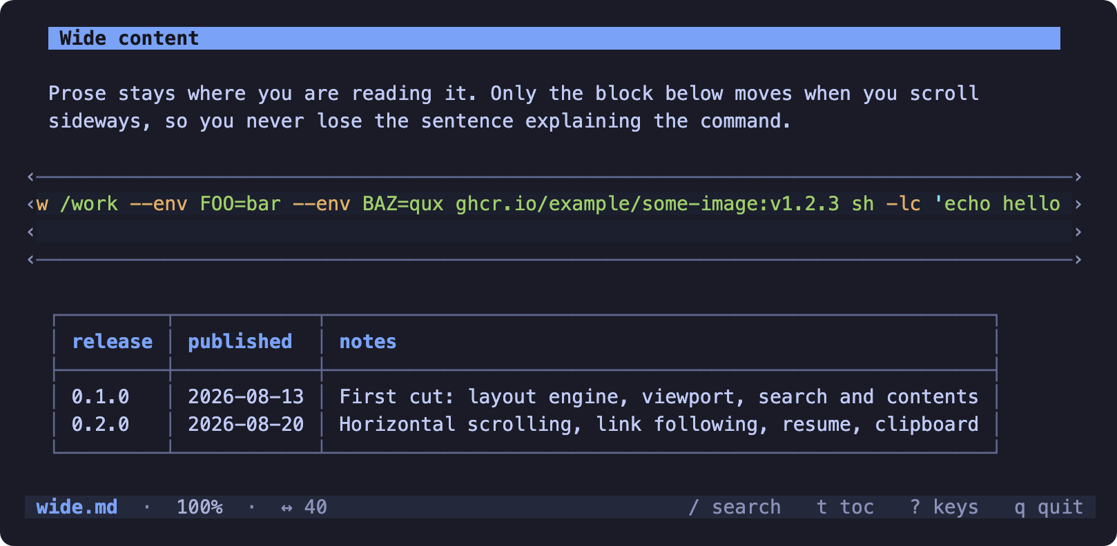 horizontal scrolling
