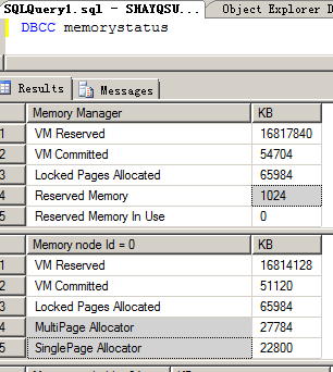 dbcc memorystatus