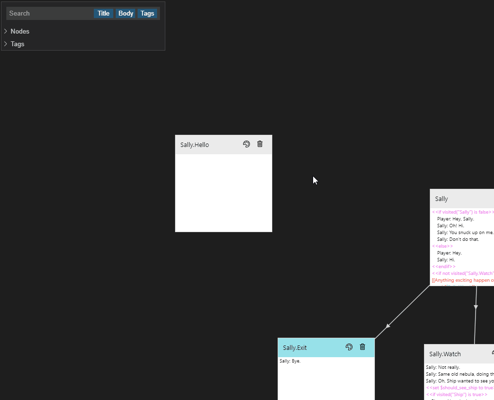 Demo of deleting a node