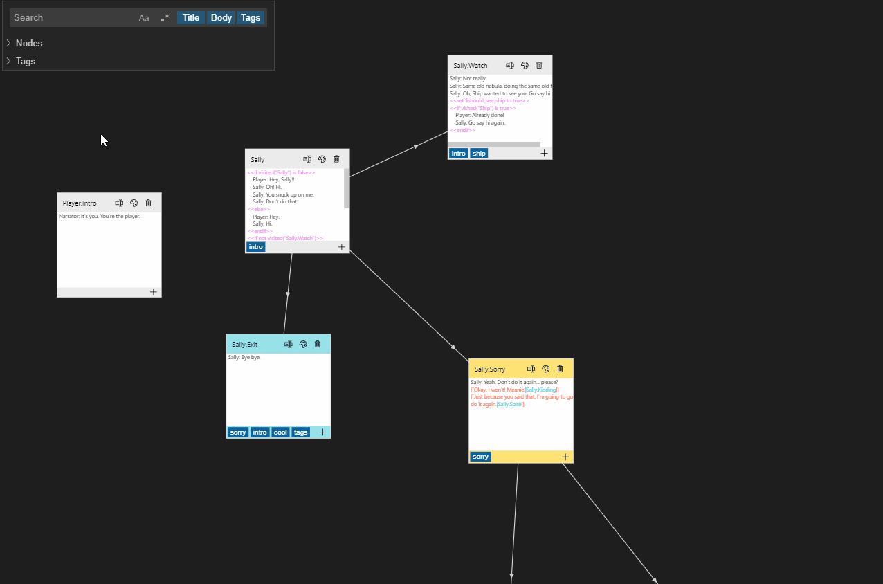 Demo of searching for nodes