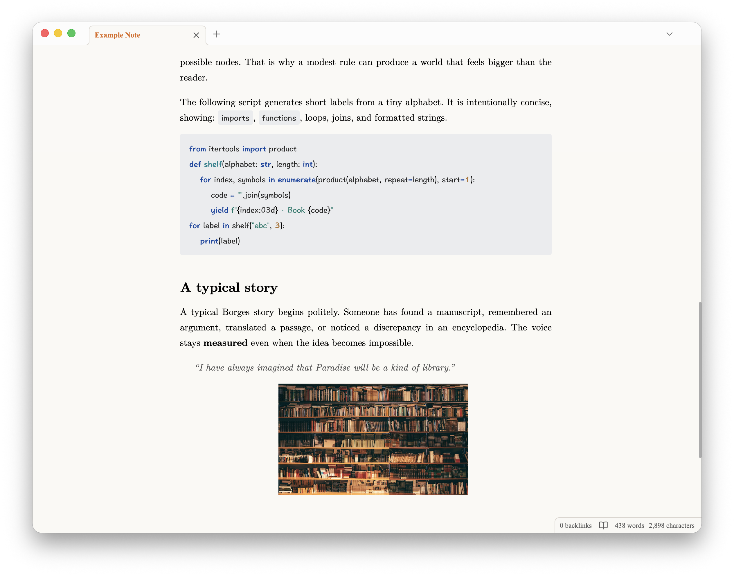 Code and quotations in Reading view