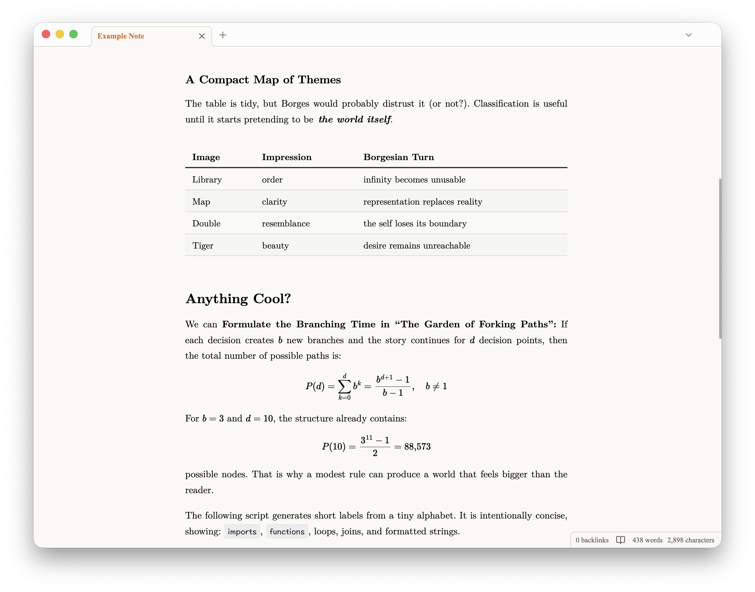 Tables and mathematics in Reading view