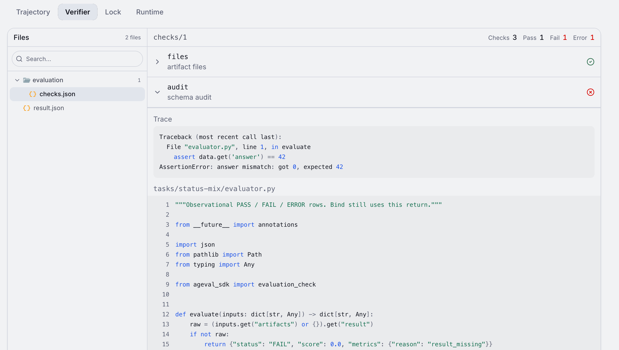 Verifier: deterministic script checks