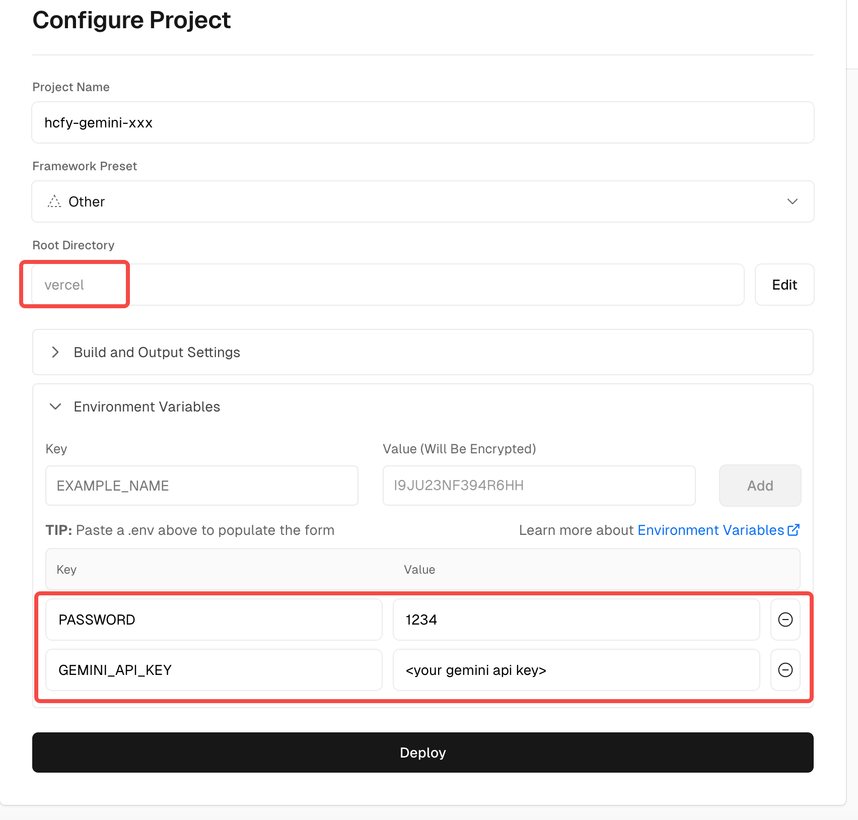 new vercel project