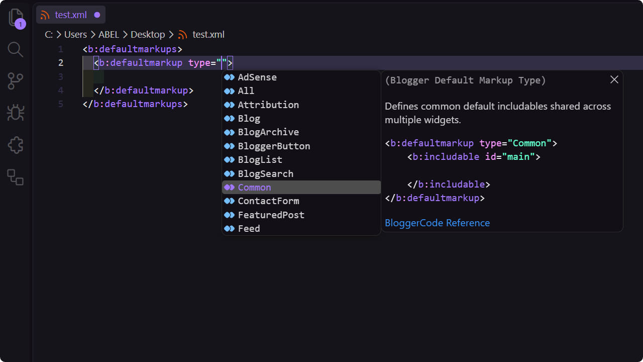 Widget and markup type autocomplete