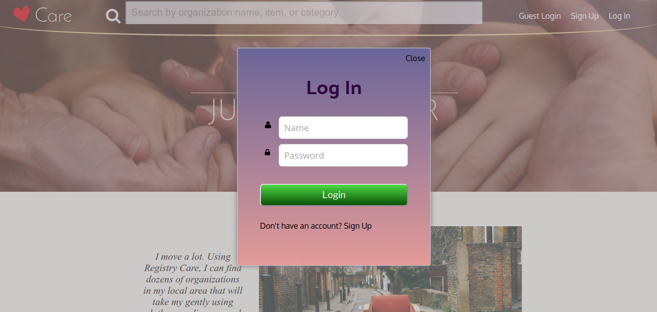 login modal