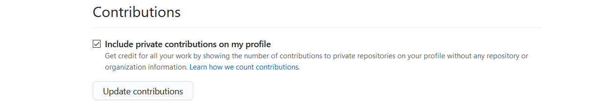 Enable "Include private contributions on my profile`"