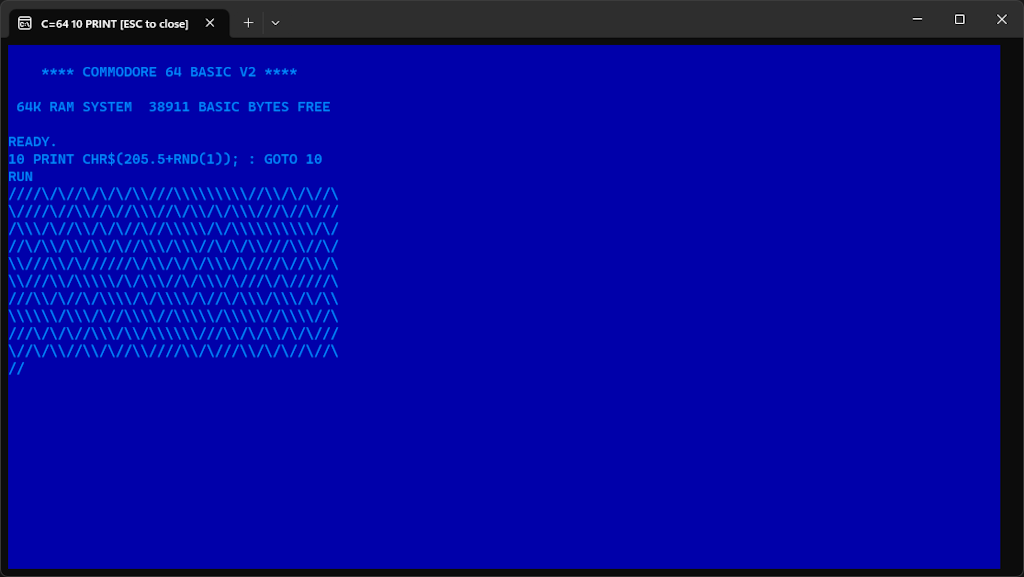 System.Console version of 10 PRINT program