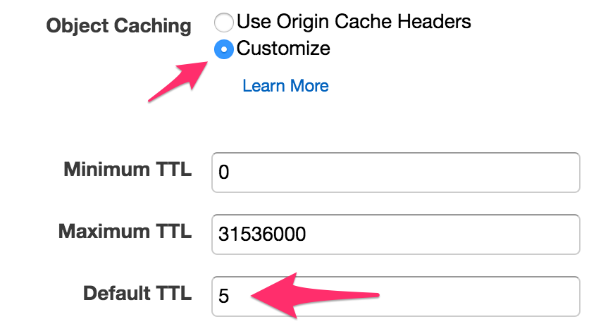 Customize cache settings
