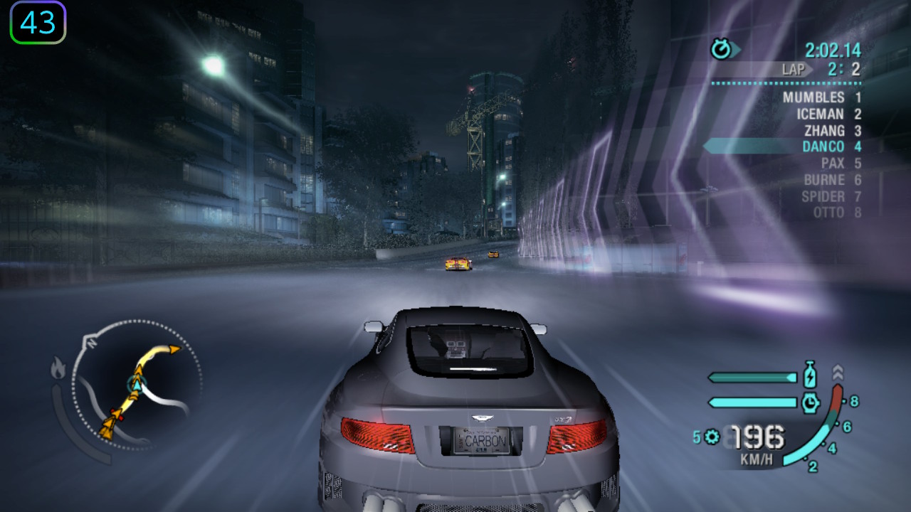 Standard Edition, night race with motion blur, 43 FPS