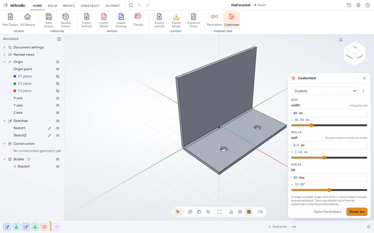 Customizer, light theme