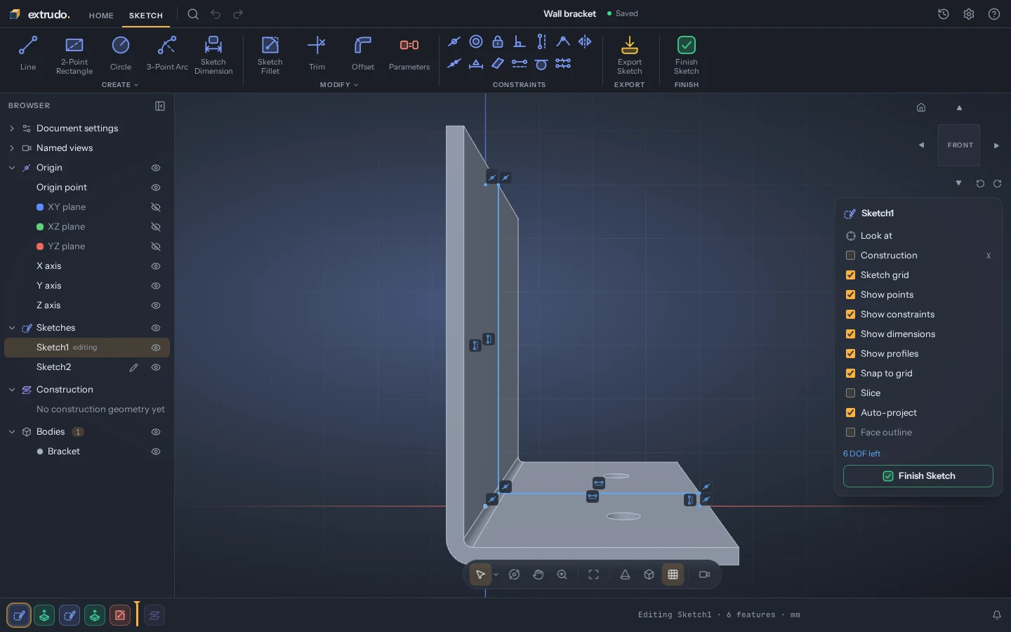 Sketch on a model, dark theme