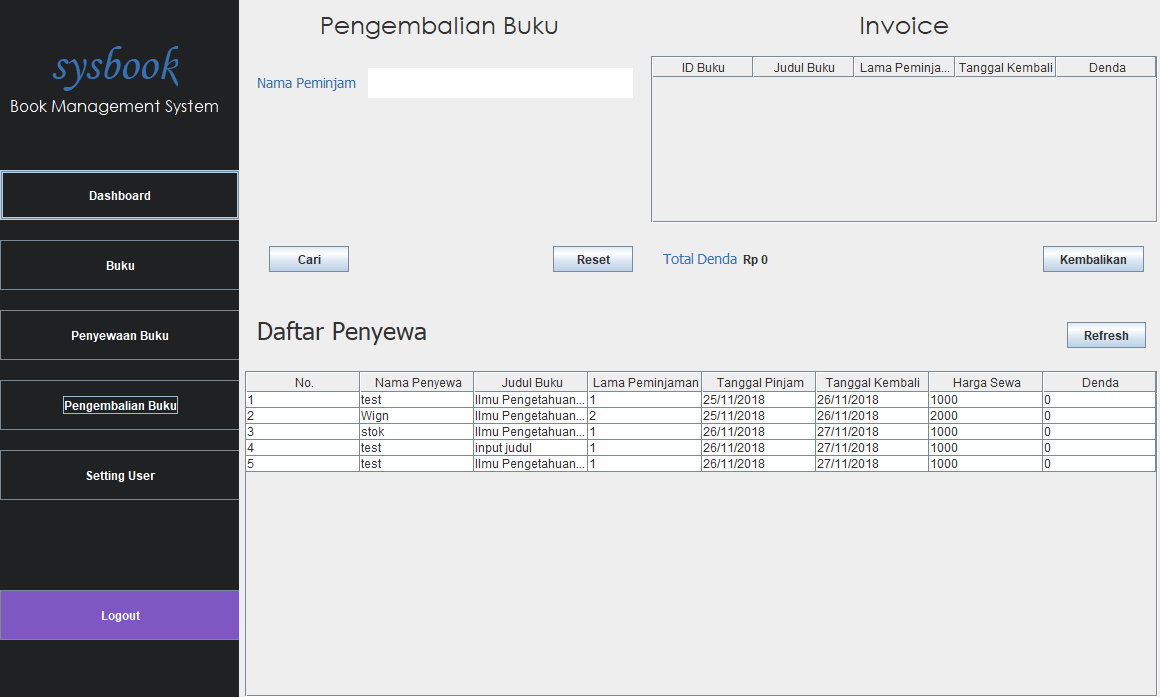 Pengembalian Buku Form