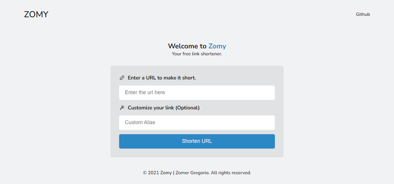 Zomy - Free link shortener